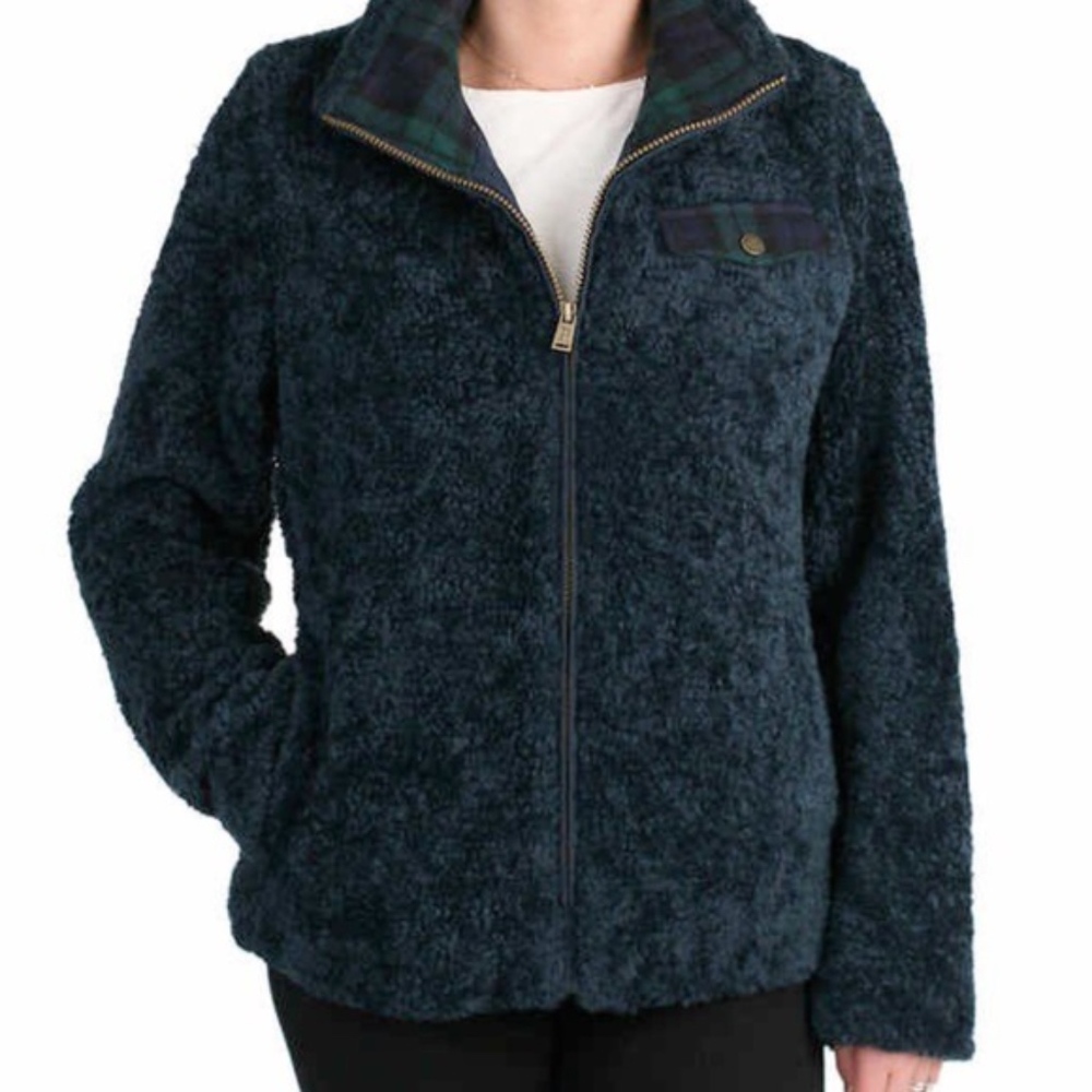 Pendleton Ladies' Fuzzy Zip Jacket, Dark Blue - Picture 3 of 6